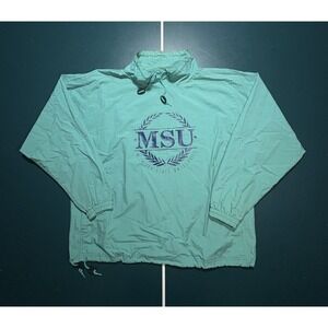 Vintage Michigan State University Windbreaker Jacket‎ XL Green Pullover MSU 90s